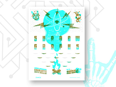 Shadowgraph Gig Poster atomic campfire fire gig poster music nuclear poster skull texture