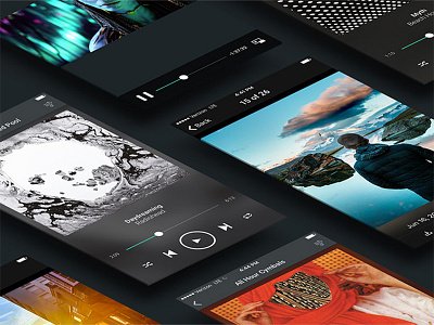 Media player UI isometric media mobile mockup player ui ux