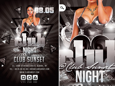 Club Night club dj drinks eve flyer mix music night party sound speakers template