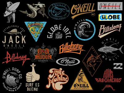 Surf logos, lettering & t-shirt designs aloha hawaii lettering logo surf surfing t shirt tee