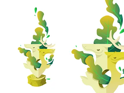 Autumn deer autumn brown deer gradient green illustration vector