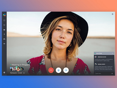 Web App / Video Meeting In Progress blue gradient icons in progress meeting app orange ui video call web app