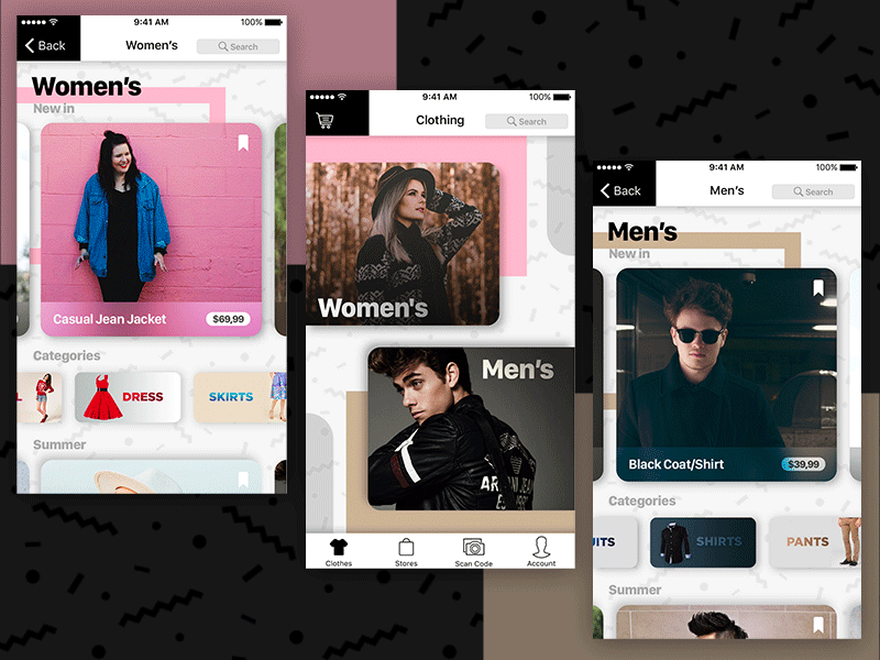 Clothing App 👕 - UI Practice cart clothes clothes app design designer dribbble fashion interface shop ui
