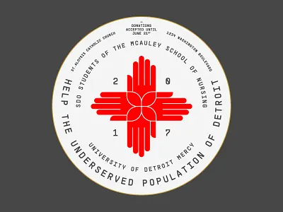 Detroit Mercy Badge badge cross debut detroit hand hands