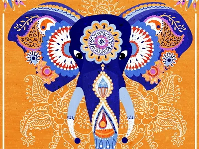 Indian Elephant animal elephant illustration indian patterns
