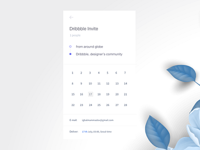 Dribbble Invitation app calendar dribbble flat invitation mobile ui white