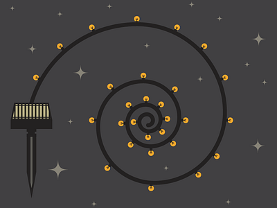 Solar Powered Fairy Lights black classic drawing grey illustration lights solar power spiral twinkle vector drawing
