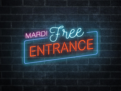 Free entrance colors font lights logo logotype neon script typo