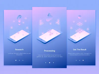Onboarding Data App Illustrations app clean cube design gradient illustration isometric light mobile onboarding ui vector