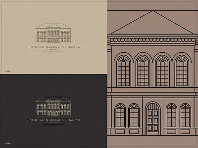Museum Logo design flat icon identity logo museum national simple type typography