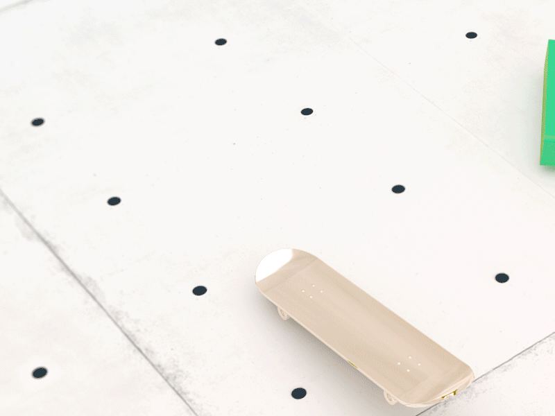 Invisible man skating 3d animation art direction branding c4d gold green modelling skate skateboard vray white