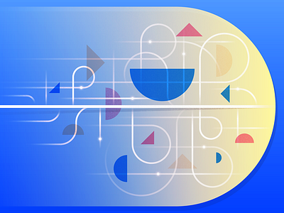 Continuous Integration abstract bold flat geometric integration motion movement path shapes. stroke simple vector