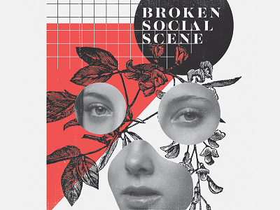 Work in Progress Show Poster circle collage eye face flower grey mouth photo red triangle