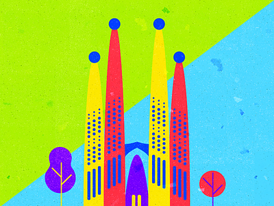 Sagrada Família architecture barcelona buiding colorful gaudi illustration invitation minimalism minimalist sagrada familia spain wedding