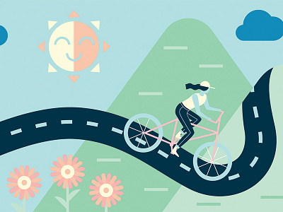 Bear road bicycle bike flower mural pastels ride sunny