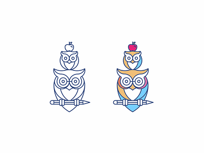 Owl jr. elementary animal bird education icon lineart logo modern owl school simple