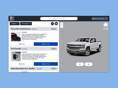 Auto Accessory Visualizer auto card filter flat material search ui webapp