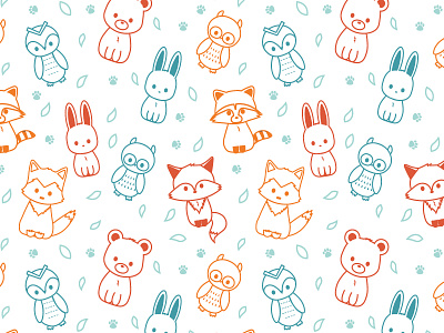 Forest Animal Pattern animals cute design illustration pattern seamless patter textile wild