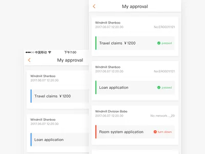 approval ui for Program b app card design icon ui