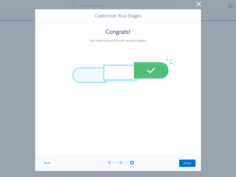 Stages Done! empty state illustration path process sales salesforce ui