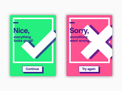 Success and Failure card dailyui failure flash message flat green red success ui ux