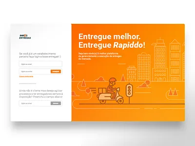 Login page for Rapiddo Entregas cloud delivery food landing login moto orange page saas startup