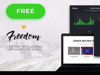 Freebie Freedom Web UI Kit animation creative design designer graphic design mockup ui