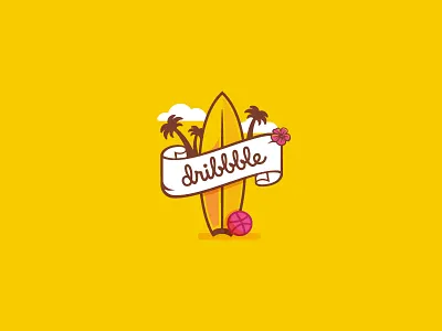 Juicy Summer ball beach bright dribbble hello juicy. logo palm sand summer surf yellow