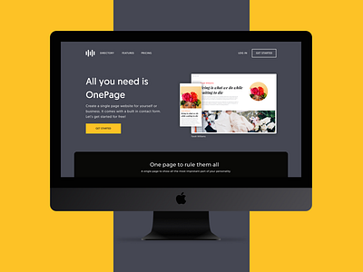 Onepage black imac landing page wysiwyg