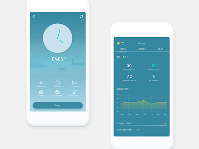 Records of sleep clock sleep ui ux