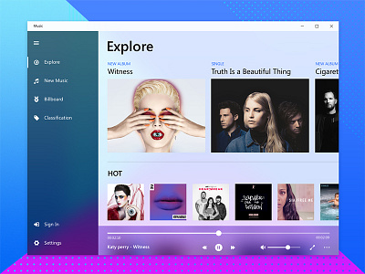 Fluent Design-Music app design fluent style