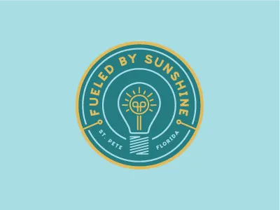 Sunshine Badge badge circle cute florida fueled lightbulb logo sticker sunshine sunshine state tropical vector