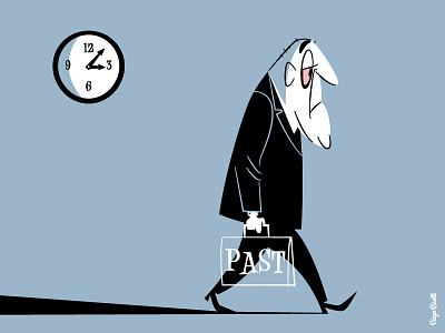 Past adobeillustrator cartoon characterdesign clock diegoriselli midcentury past thepast time upa upacartoon vector