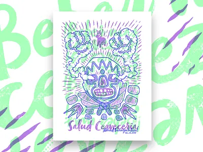 Salud Cerveceria Grand Inauguration 2017 Poster beer brewery luchador poster screen print spanish