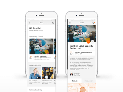 Bunker Labs App for iOS app calendar event ios map newsfeed recent activity social media veterans