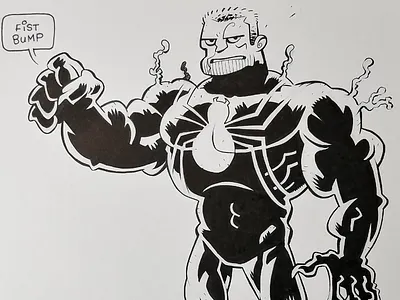 Venom "Fist Bump" art comics spiderman traditional art venom