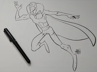 The Vision avengers comics traditional art