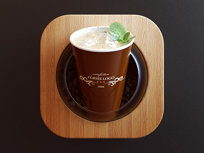 Coffee App Icon 3d app brand client coffee cup design icon ios render webshocker wood