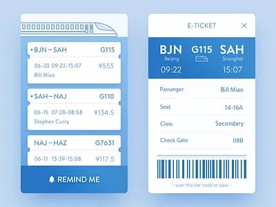 E-Ticket for CRH train bar code concept crh train e ticket ticket train