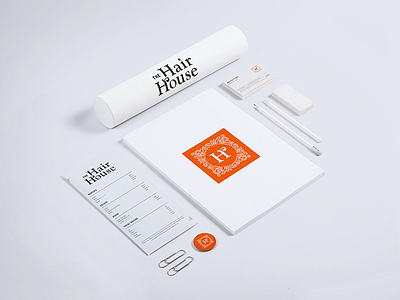 The Hair House brand system branding business cards hair hair salon icon identity menu design mockup pins stationary typography