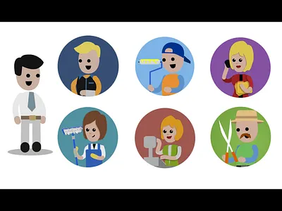 Character Designs for Explainer Video animation business character design characters explainer video hiring humans marketing people professions