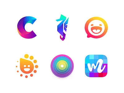 Logo Lounge 10 branding concept emoji gradient icon identity logo minimal smiley typography