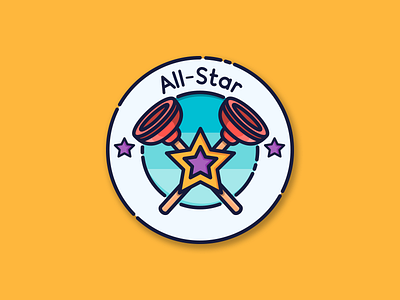 All-Star badge communication gradient icon iconography illustration mobile app outline plunger product design star ui