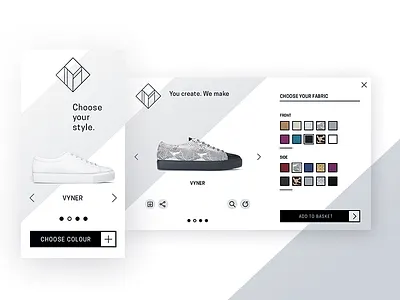 Footwear Customisation UI ad cards design fashion footware minimal product rich media shoes shop ui ux