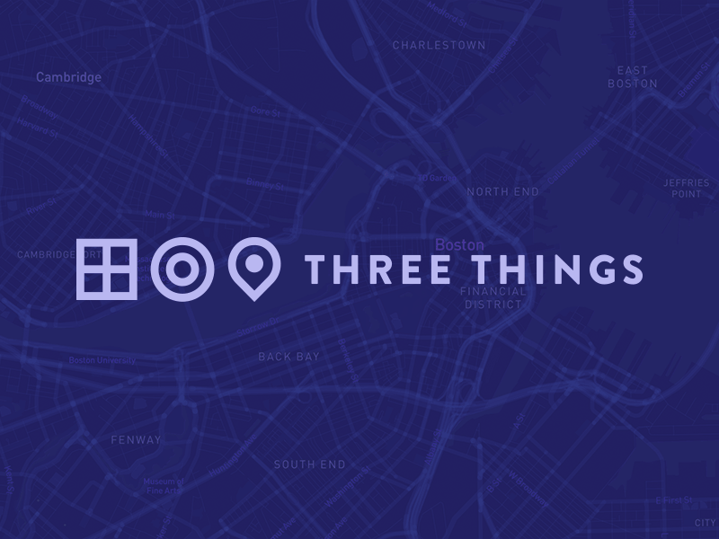 Three Things Logo app brand cartography data design gis icons logo maps mark place web