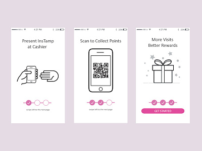 InsTamp 3-step Instruction app instructions interaction ui user experience user interface