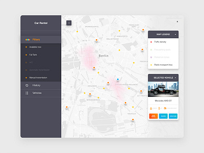 Rent-a-Car Desktop UI car interface map mobile rental ui ux