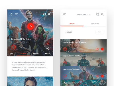 Marvel Movies - Mobile App Design #3 android app disney film interface marvel movie movies ui