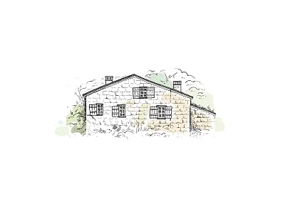 Illustration For Authentic Holiday Cottage authentic cottage france house illustration provence villa