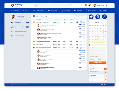 Performly Talent - Profile cloud empower feedback interaction management objectives performance software talents ui ux